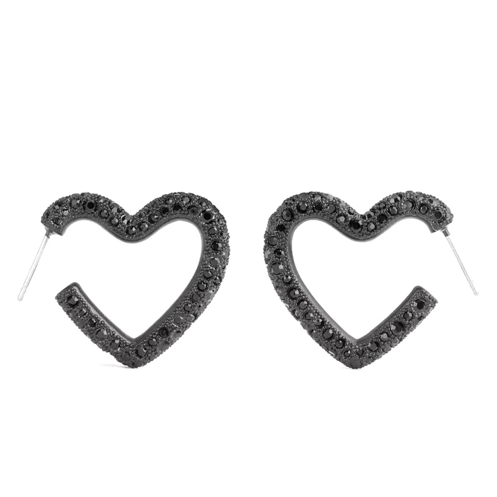 🖤Coach Black Paved Open Heart Earrings🖤